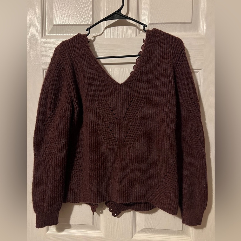 Elegant maroon Knit Sweater with bow design back